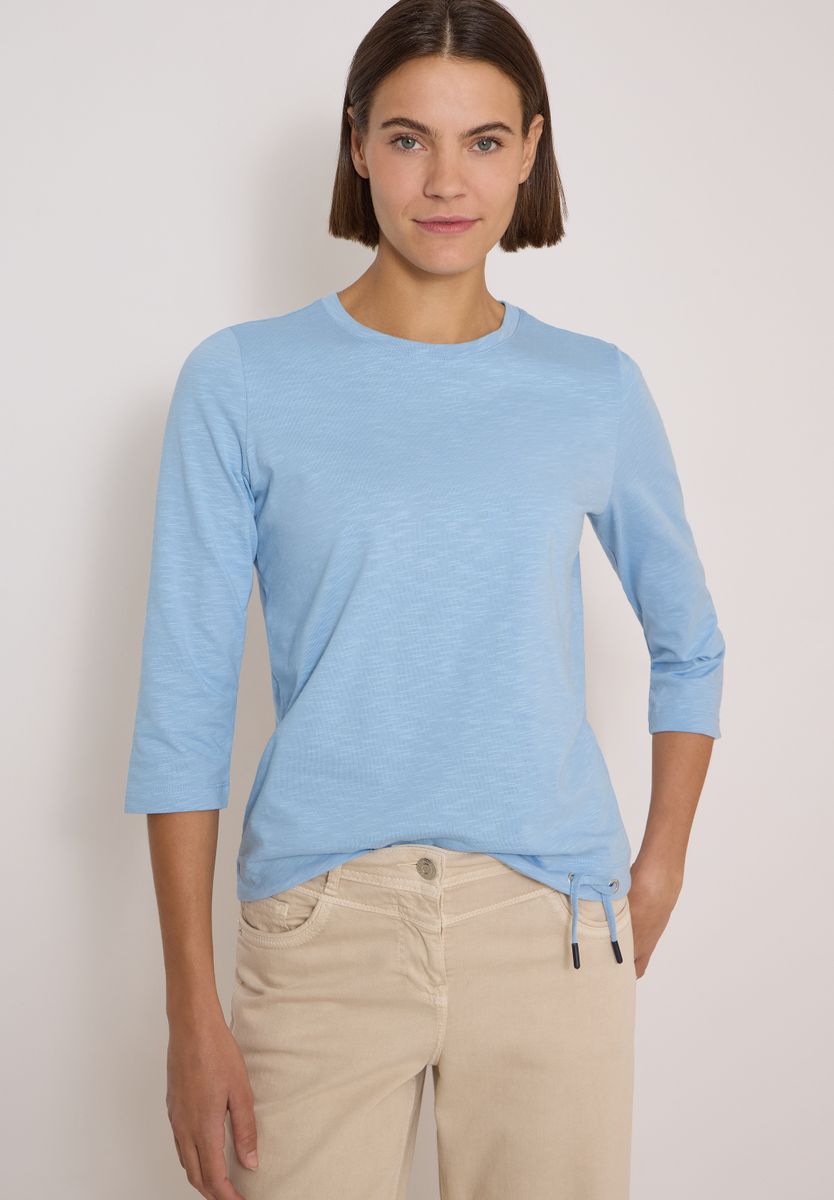 3/4-Arm Shirt mit Rundhals in Unifarbe