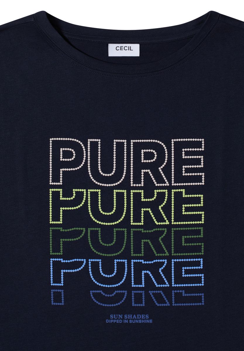 T-Shirt mit Boat Neck und Frontprint