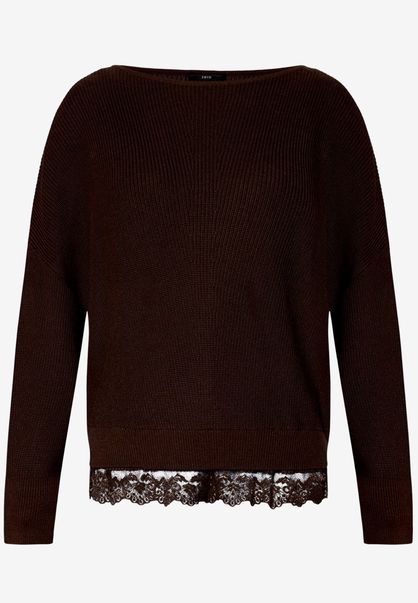 Strickpullover mit Spitzenkante