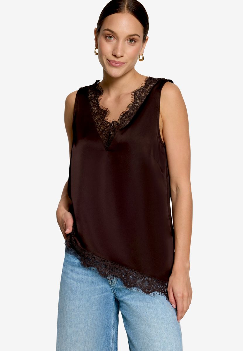 Satin-Top mit Spitze