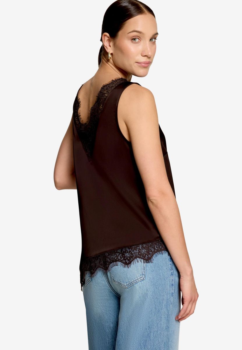 Satin-Top mit Spitze