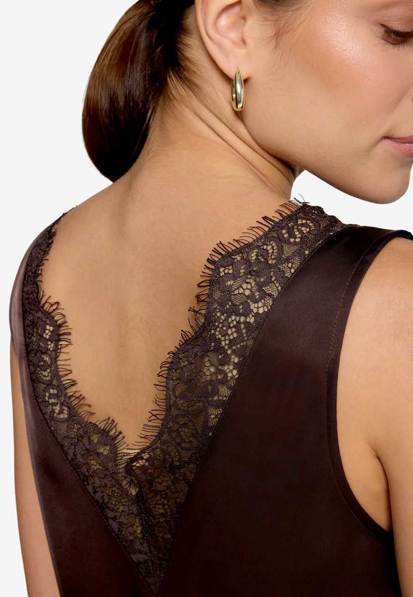 Satin-Top mit Spitze