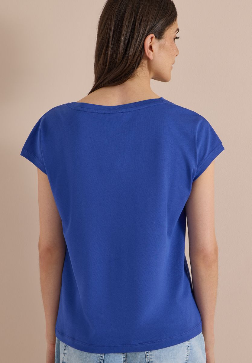T-Shirt mit Boat Neck und Frontprint