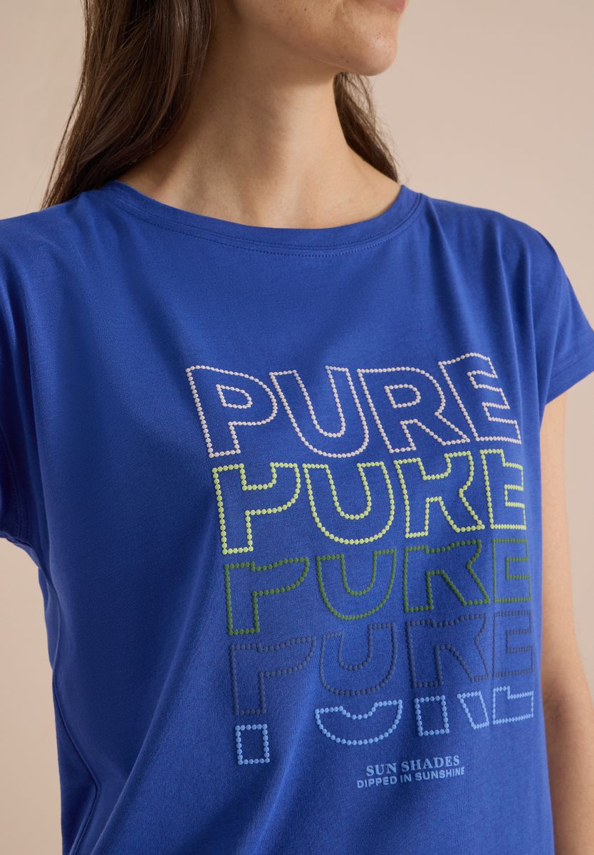 T-Shirt mit Boat Neck und Frontprint