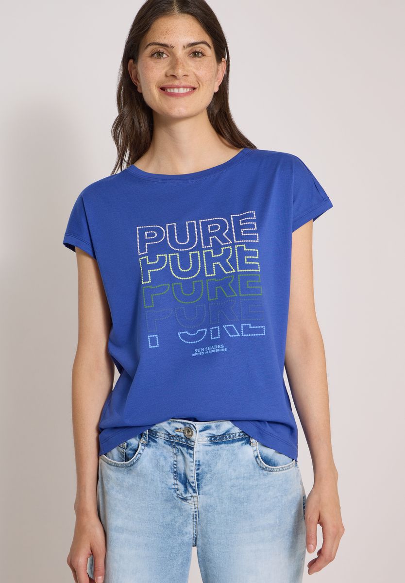 T-Shirt mit Boat Neck und Frontprint