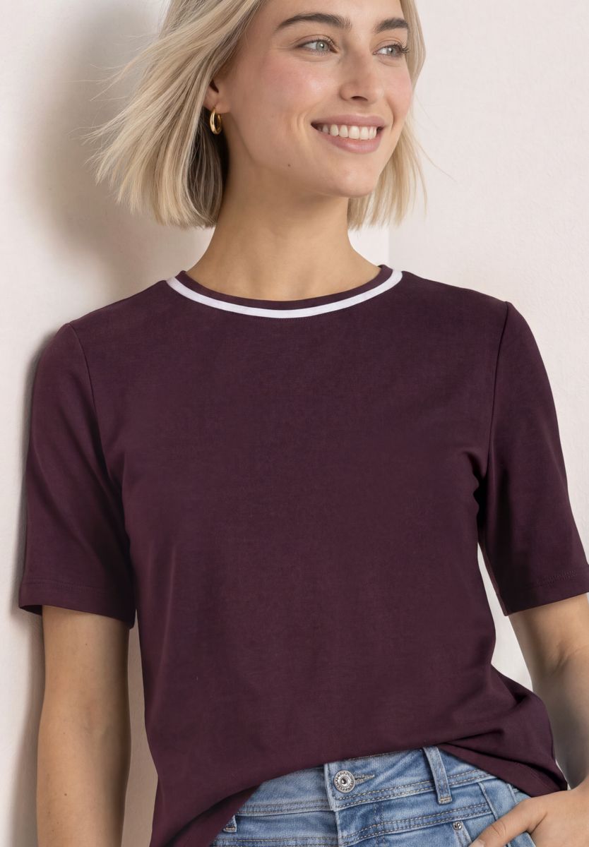 T-Shirt mit Rundhals und Kontrastdetail