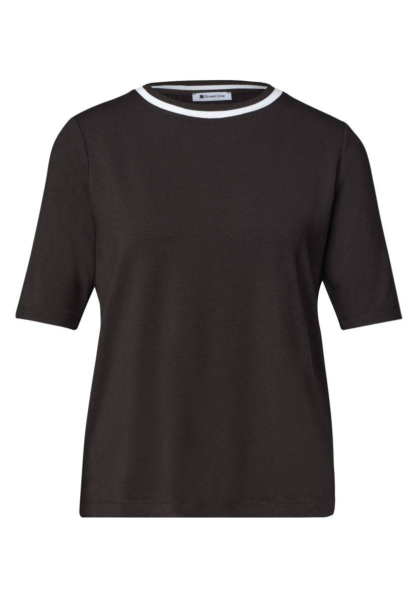 T-Shirt mit Rundhals und Kontrastdetail