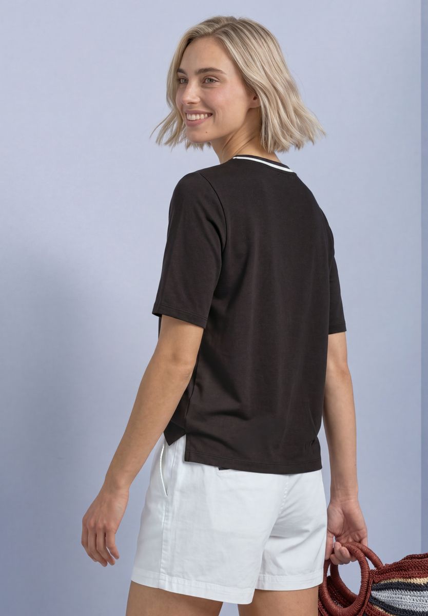 T-Shirt mit Rundhals und Kontrastdetail
