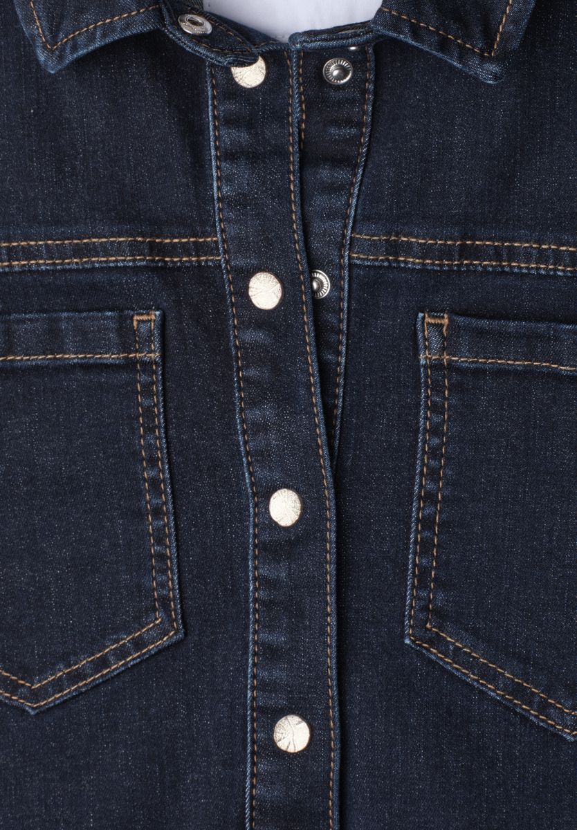 Knielanges Denim Kleid mit 3/4-Arm