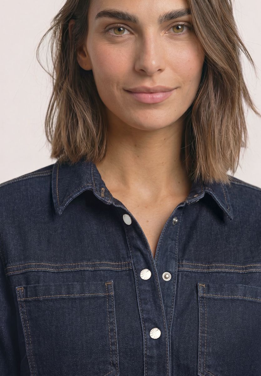 Knielanges Denim Kleid mit 3/4-Arm