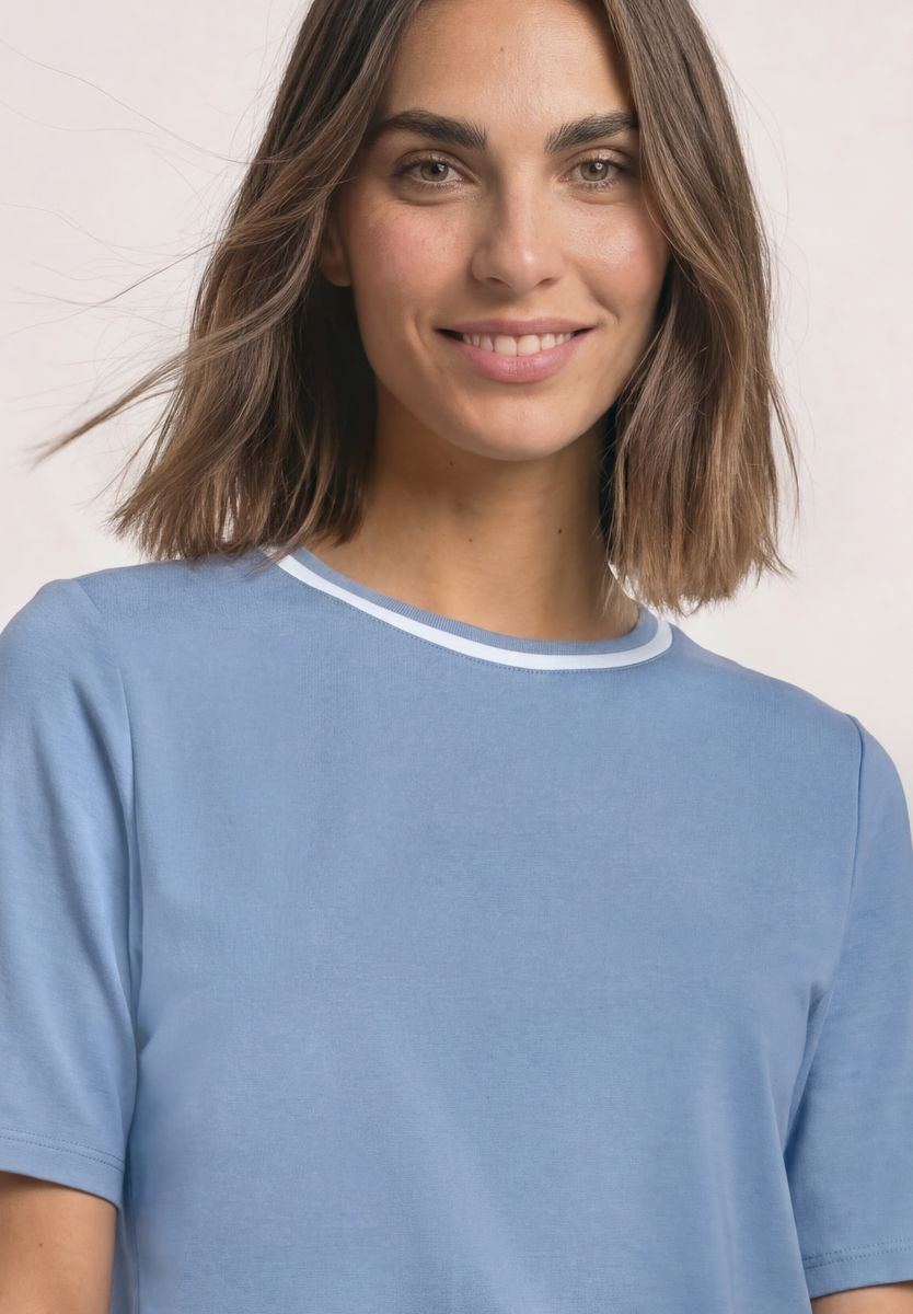 T-Shirt mit Rundhals und Kontrastdetail