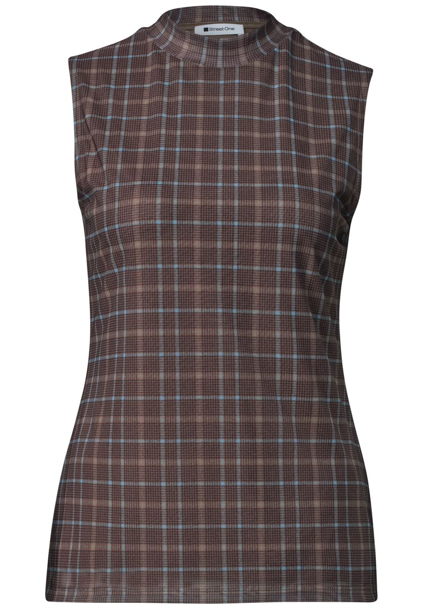Turtle Neck Top aus Mesh mit Print
