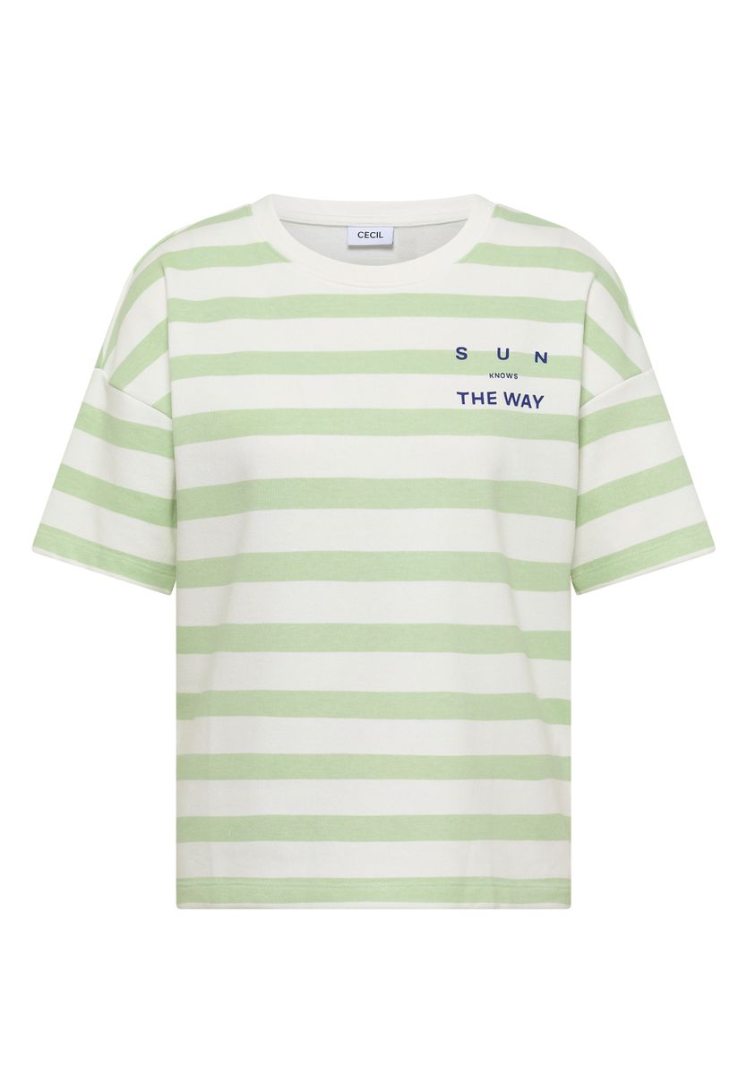Halbarm Shirt mit Streifen und Wording-Detail