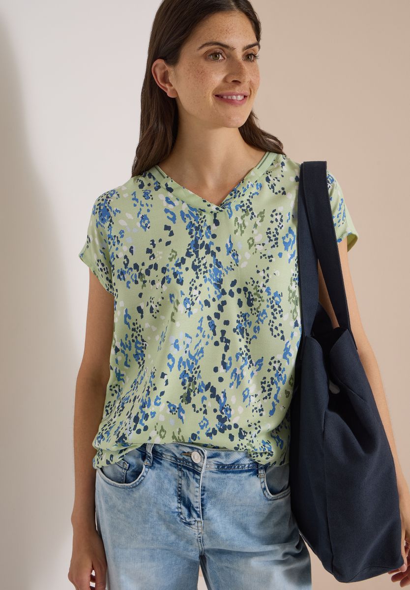 Kurzarm Blusenshirt mit Strukturmix