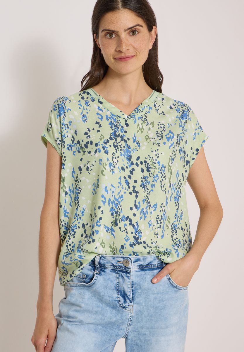 Kurzarm Blusenshirt mit Strukturmix