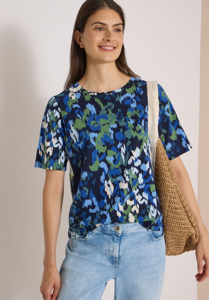 T-Shirt mit Boat Neck und Print