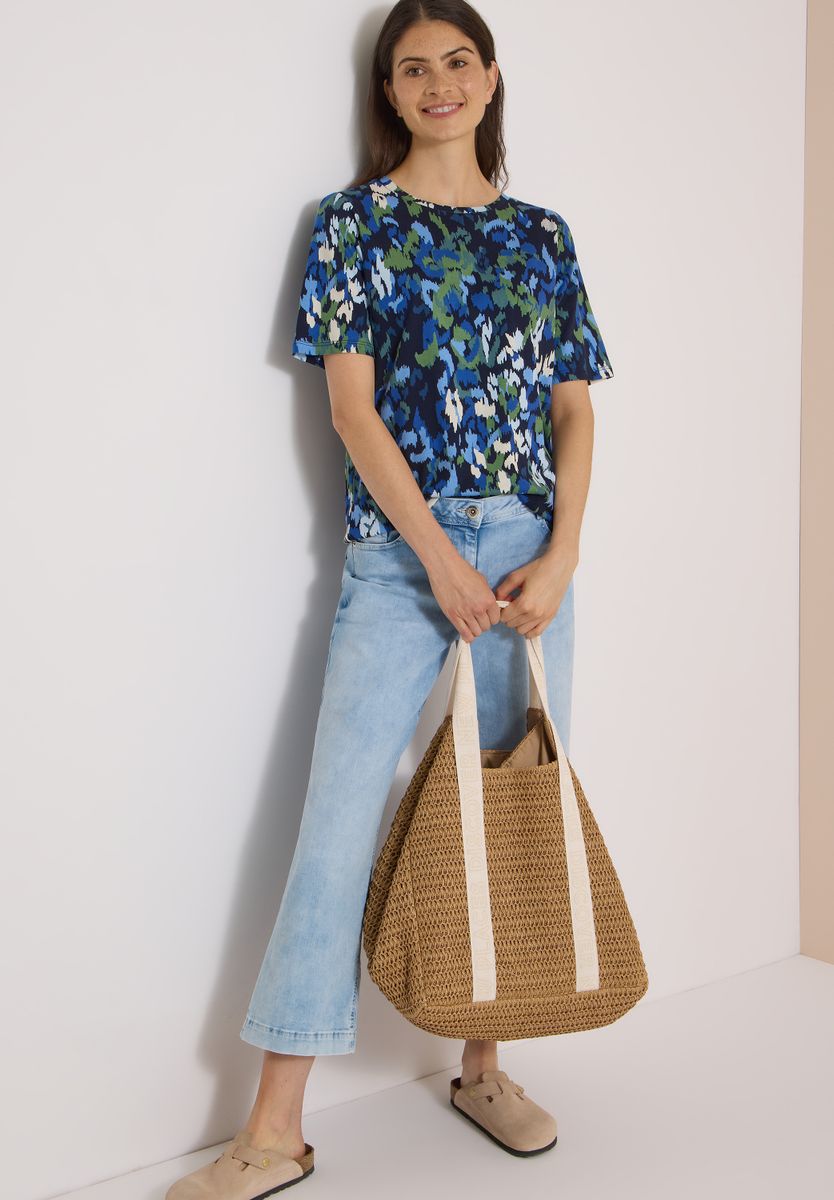 T-Shirt mit Boat Neck und Print