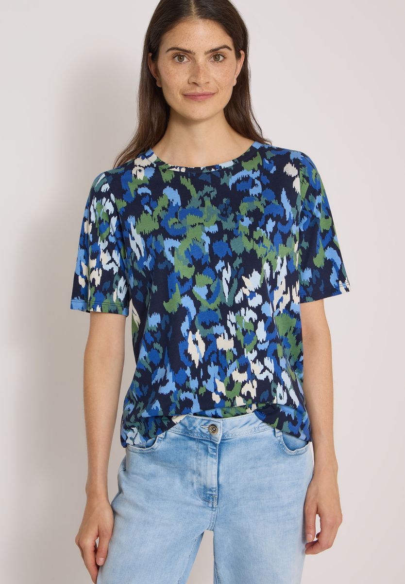 T-Shirt mit Boat Neck und Print