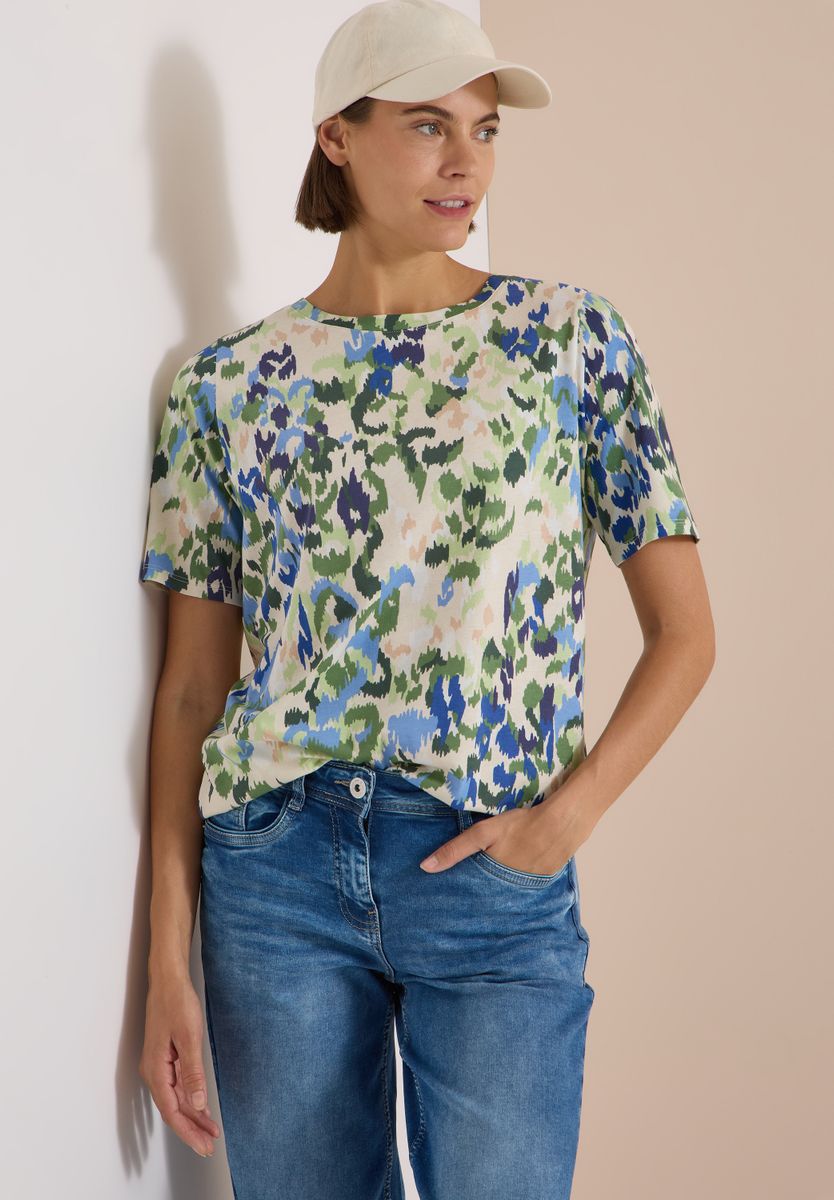 T-Shirt mit Boat Neck und Print