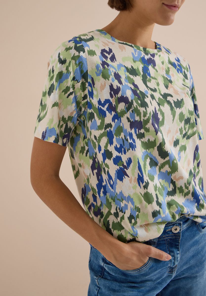 T-Shirt mit Boat Neck und Print