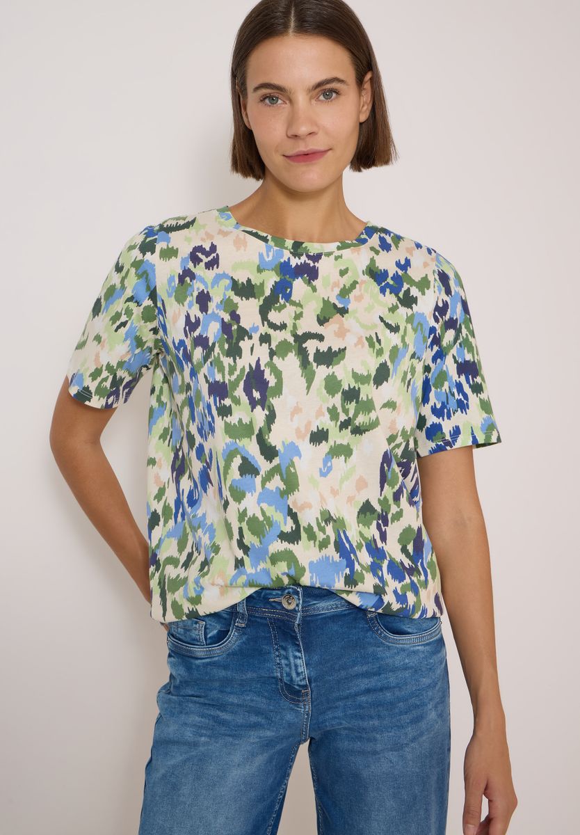 T-Shirt mit Boat Neck und Print
