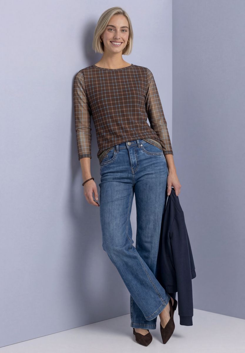 3/4-Arm Shirt aus Mesh mit Print