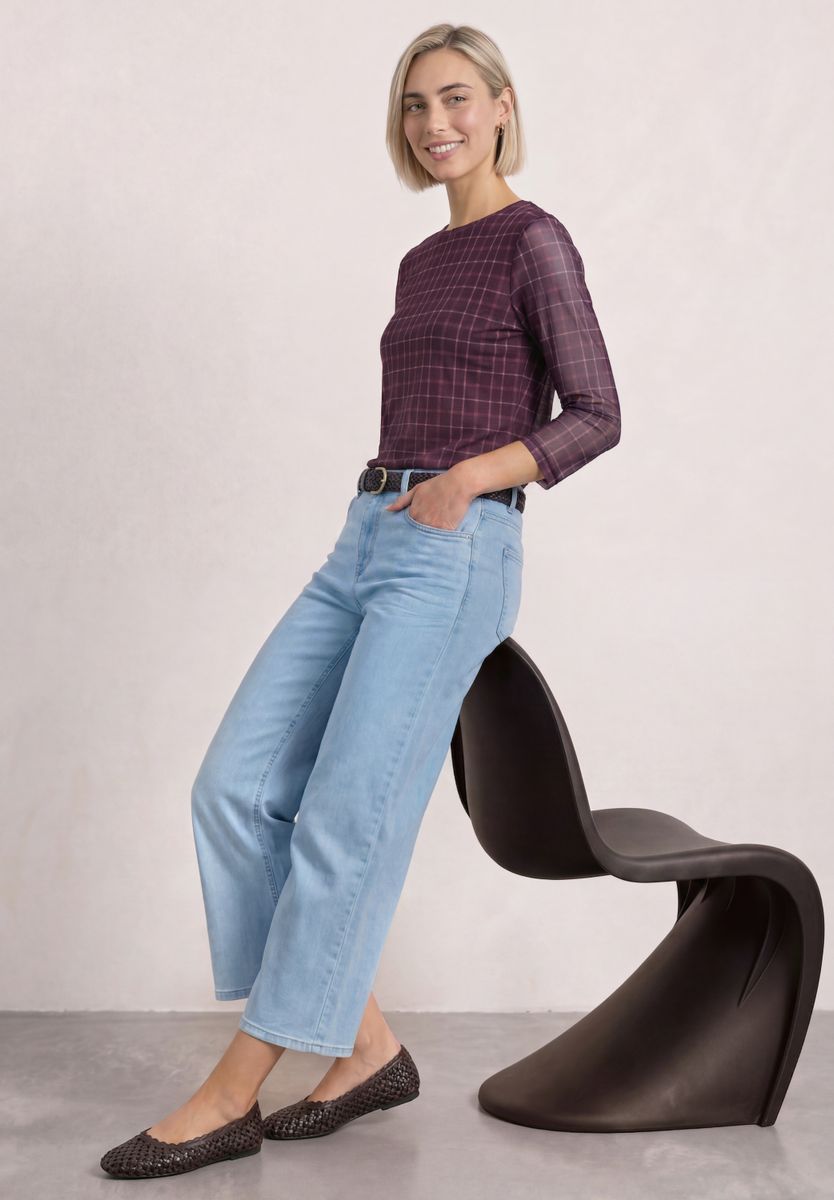 3/4-Arm Shirt aus Mesh mit Print