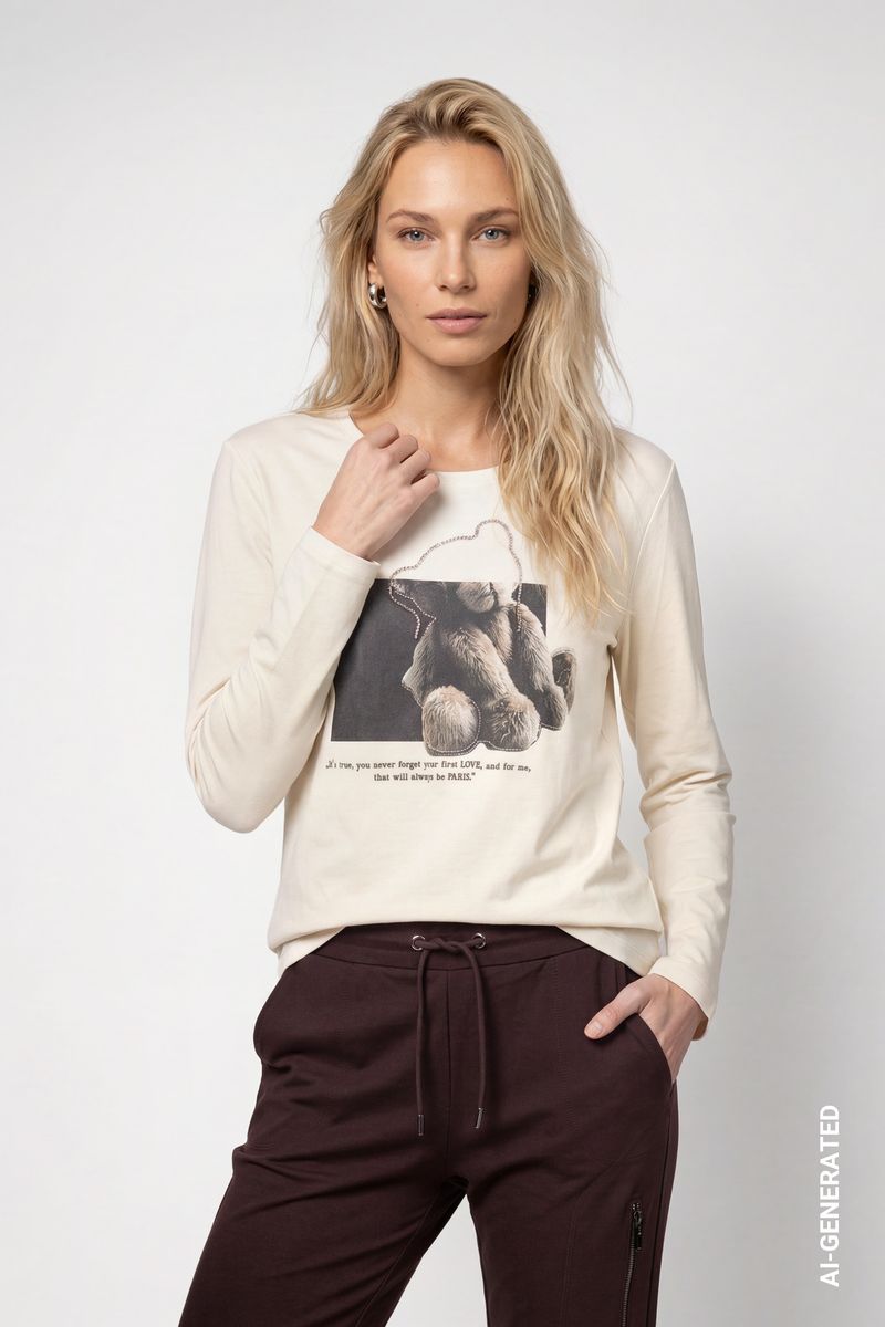 Langarmshirt mit Teddy-Print