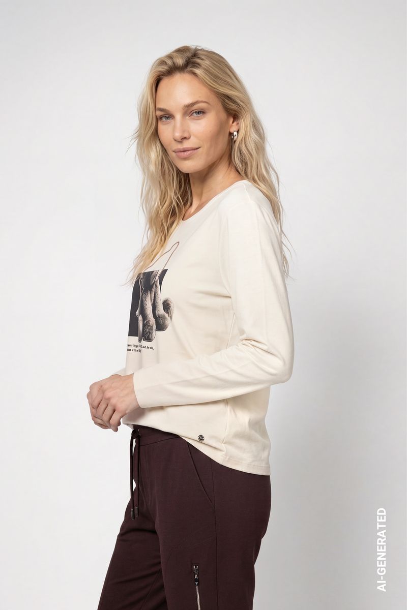 Langarmshirt mit Teddy-Print