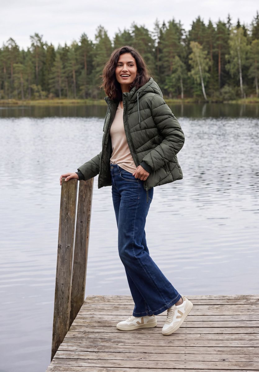 Steppjacke mit Kapuze und Zipper