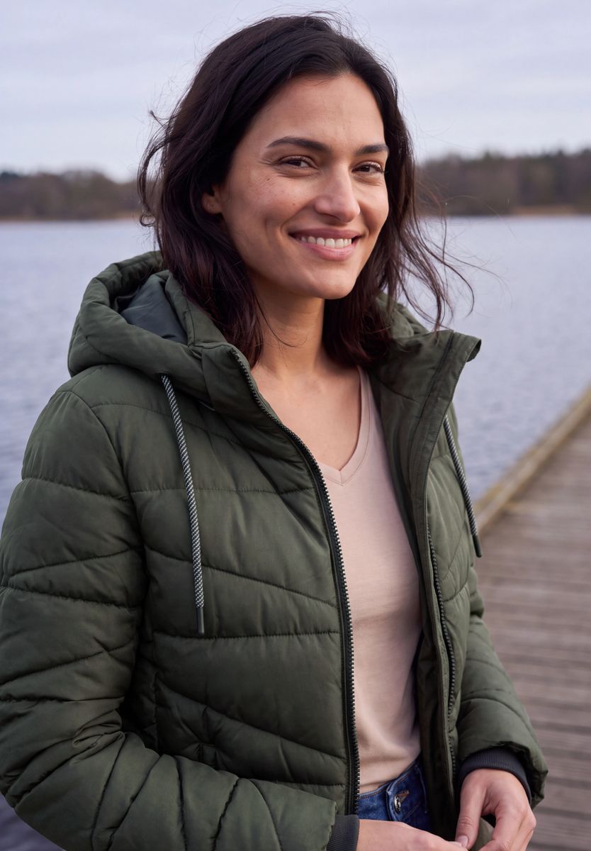 Steppjacke mit Kapuze und Zipper