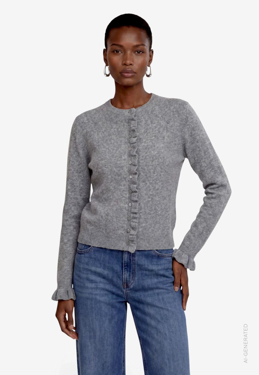Strickjacke Damen  mit Rüschen