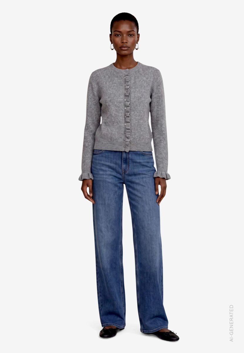 Strickjacke Damen  mit Rüschen