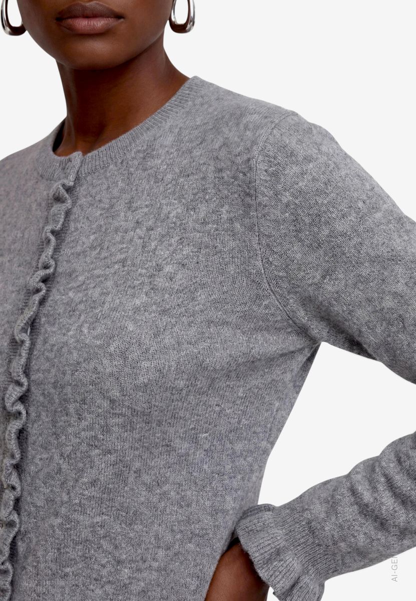 Strickjacke Damen  mit Rüschen