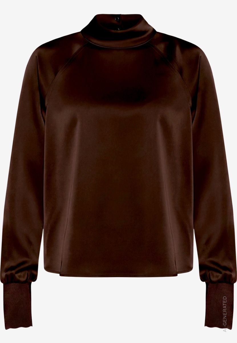 Damen Satinbluse   mit Stehkragen