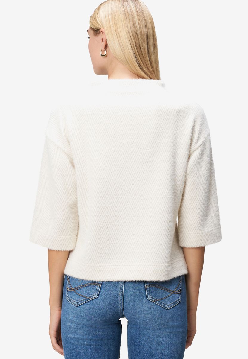 Damen Sweatshirt  3/4 Arm mit Fischgrätmuster