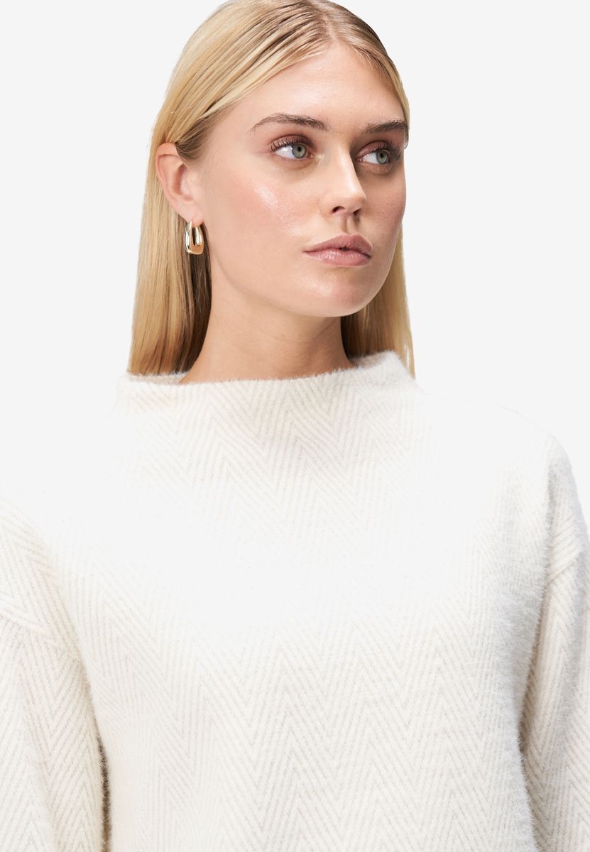 Damen Sweatshirt  3/4 Arm mit Fischgrätmuster