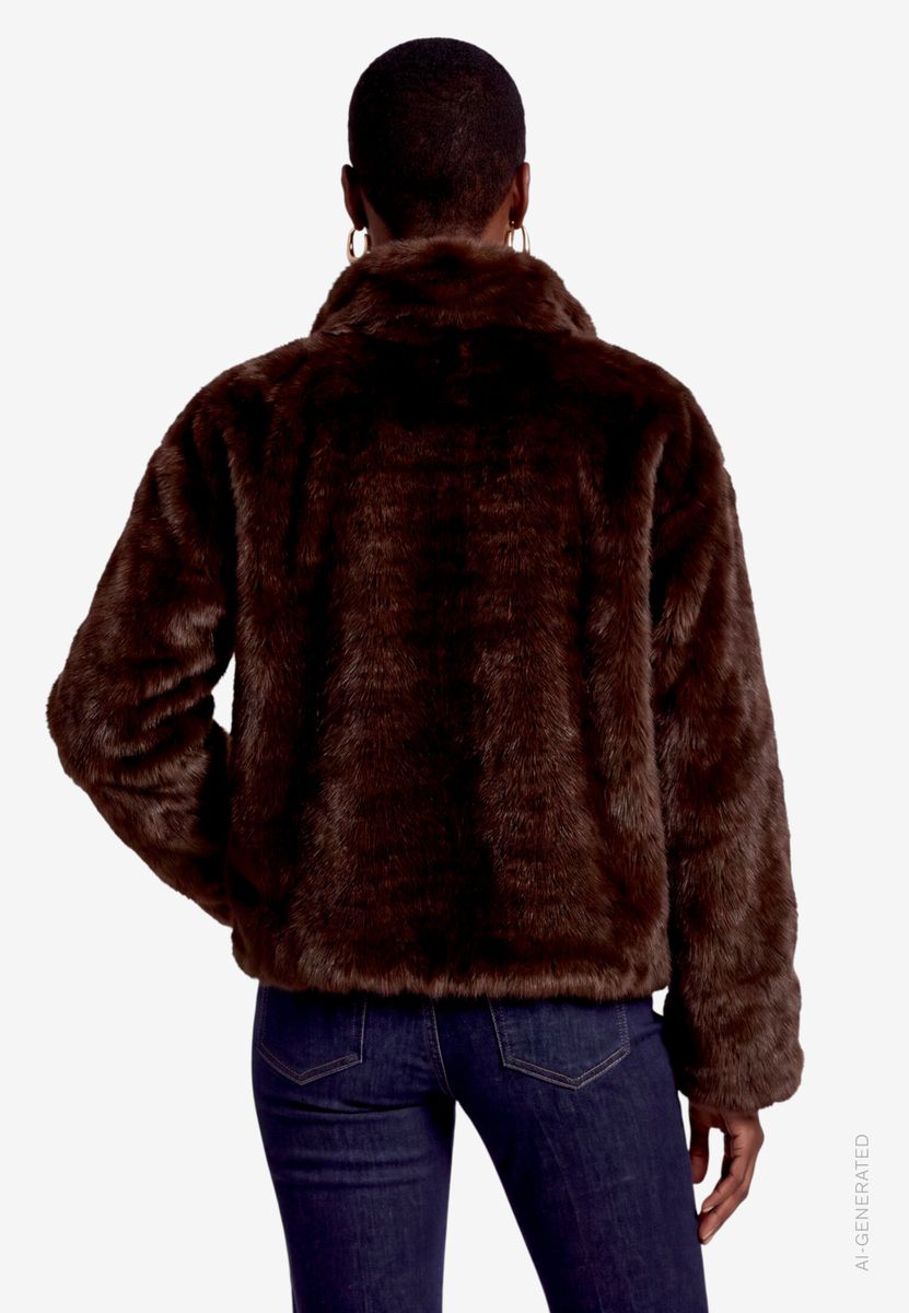 Kunstfell-Jacke mit Reißverschluss