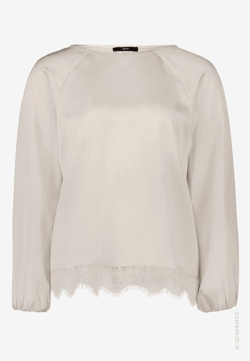 Damen Satin-Bluse mit Spitze