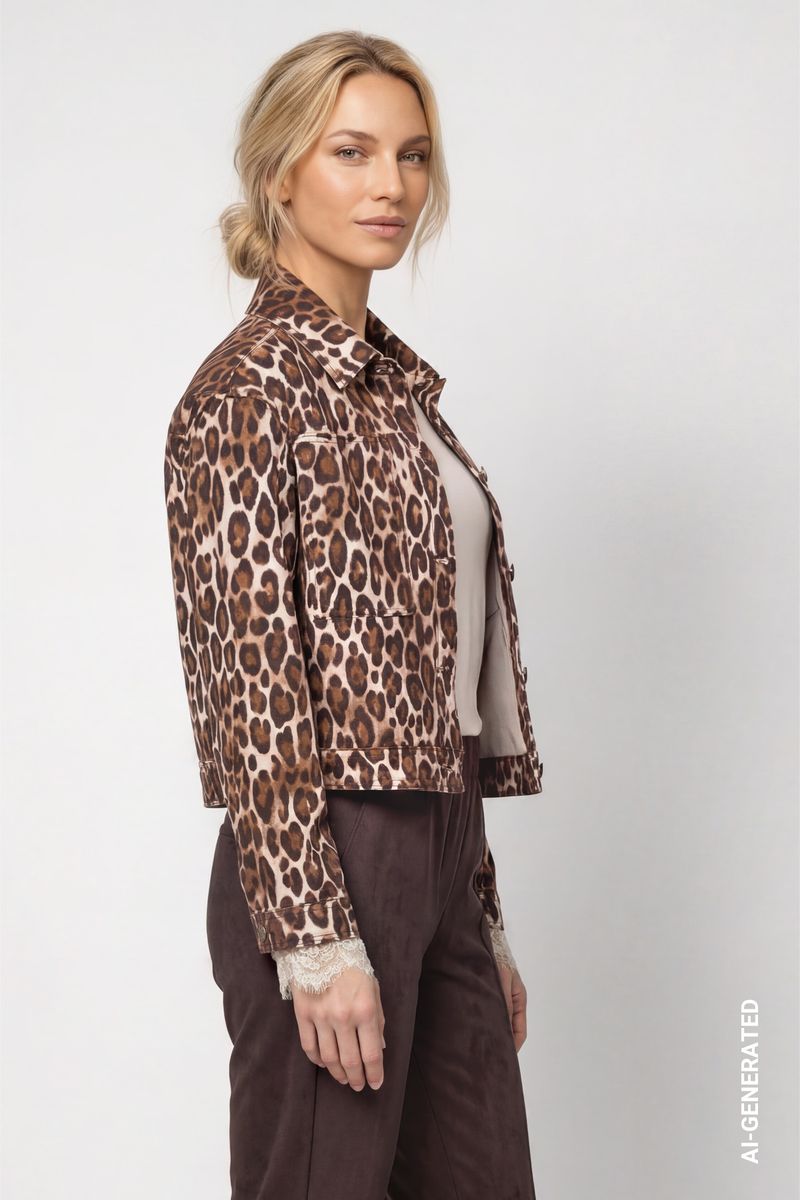 Jeansjacke mit Leomuster