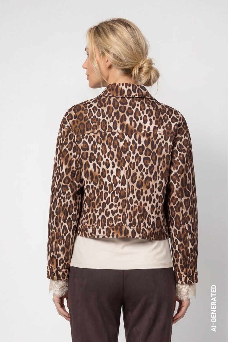 Jeansjacke mit Leomuster