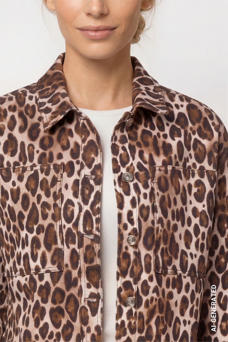 Jeansjacke mit Leomuster