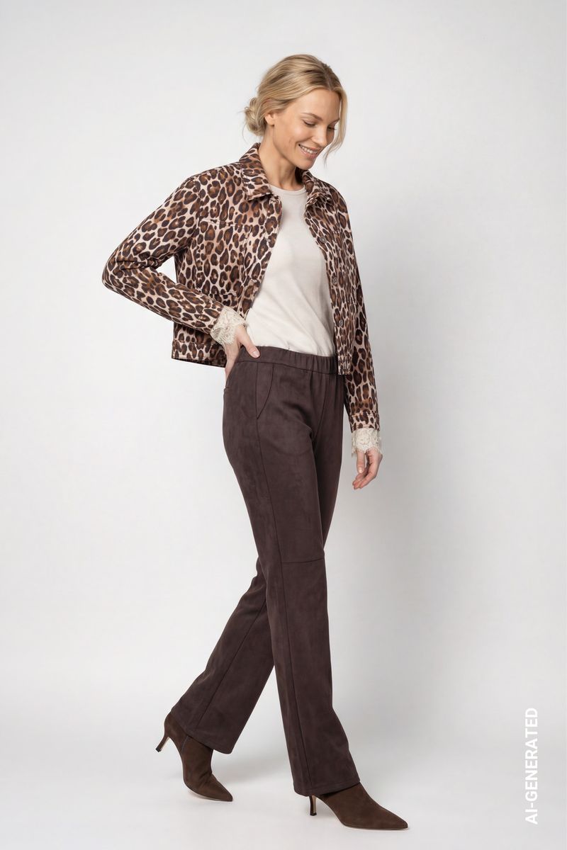 Jeansjacke mit Leomuster