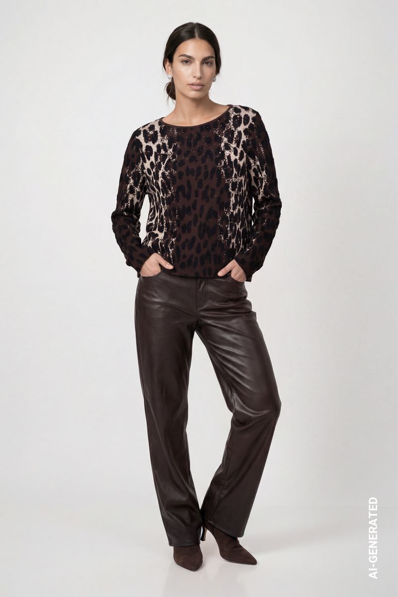 Strickpullover mit Leo-Jacquard-Muster