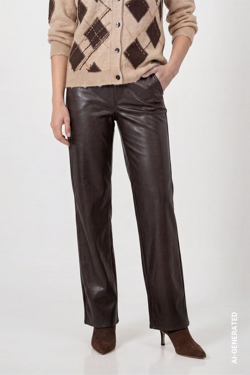 Lederimitat-Wide-Leg-Hose