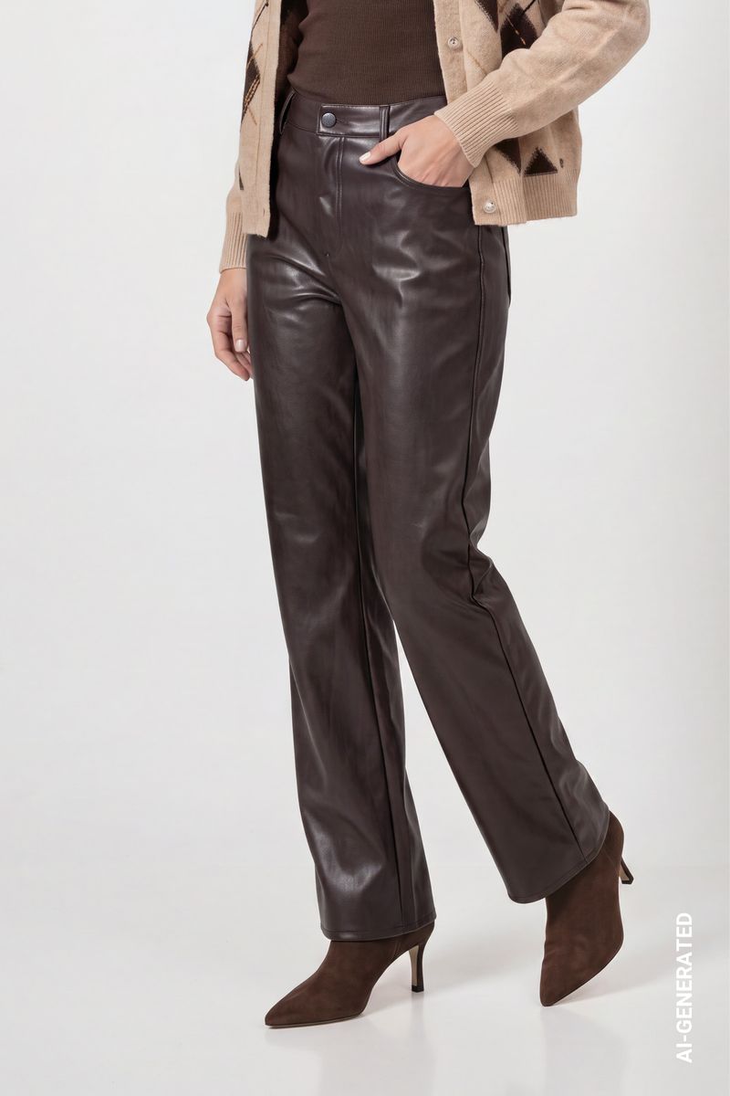 Lederimitat-Wide-Leg-Hose