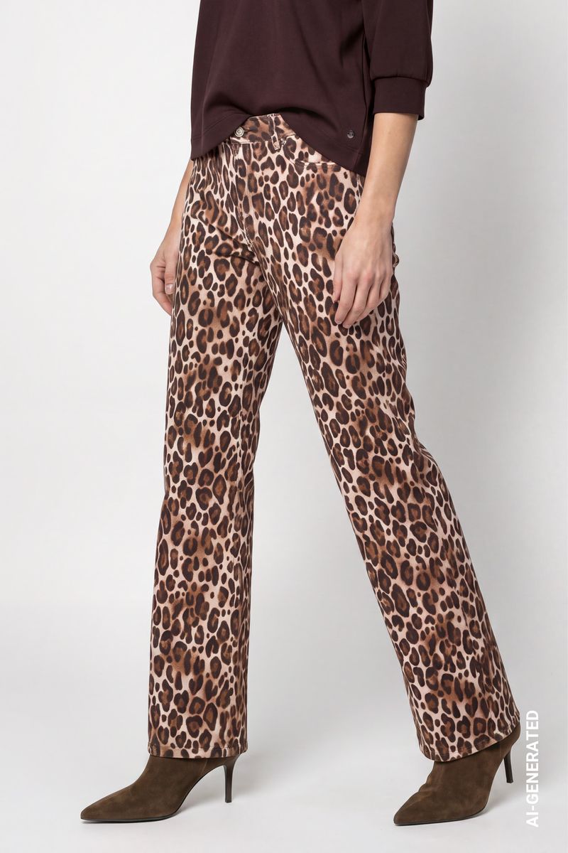 Wide Leg Jeans mit Leomuster
