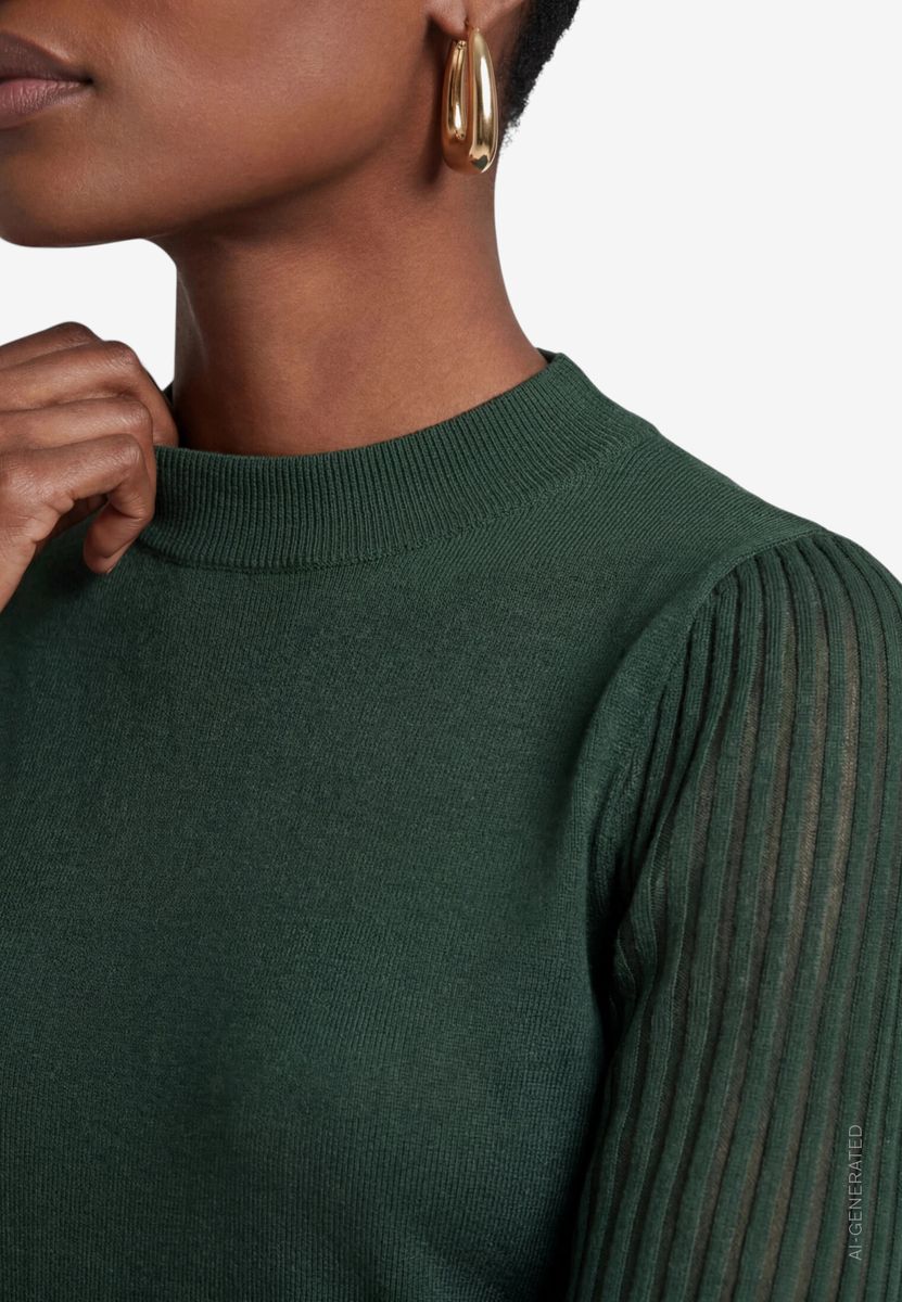 Damen Pullover  mit transparenten Ärmeln