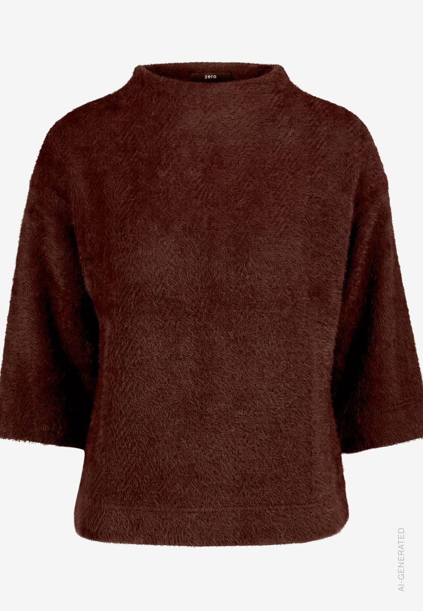 Damen Sweatshirt  3/4 Arm mit Fischgrätmuster