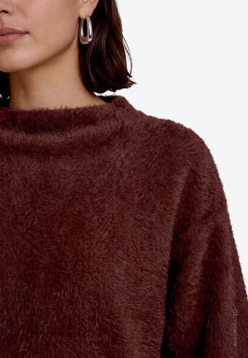 Damen Sweatshirt  3/4 Arm mit Fischgrätmuster